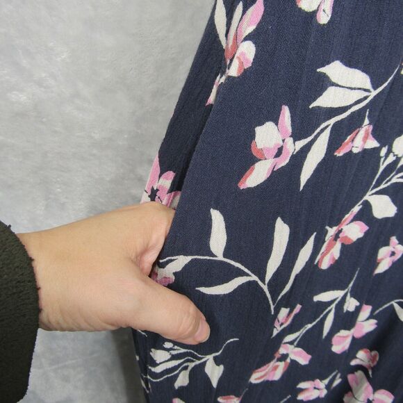 Billabong Fluttering Heart Jumpsuit Size L Blue Pink Floral Print Pockets V-Neck - Picture 5 of 12